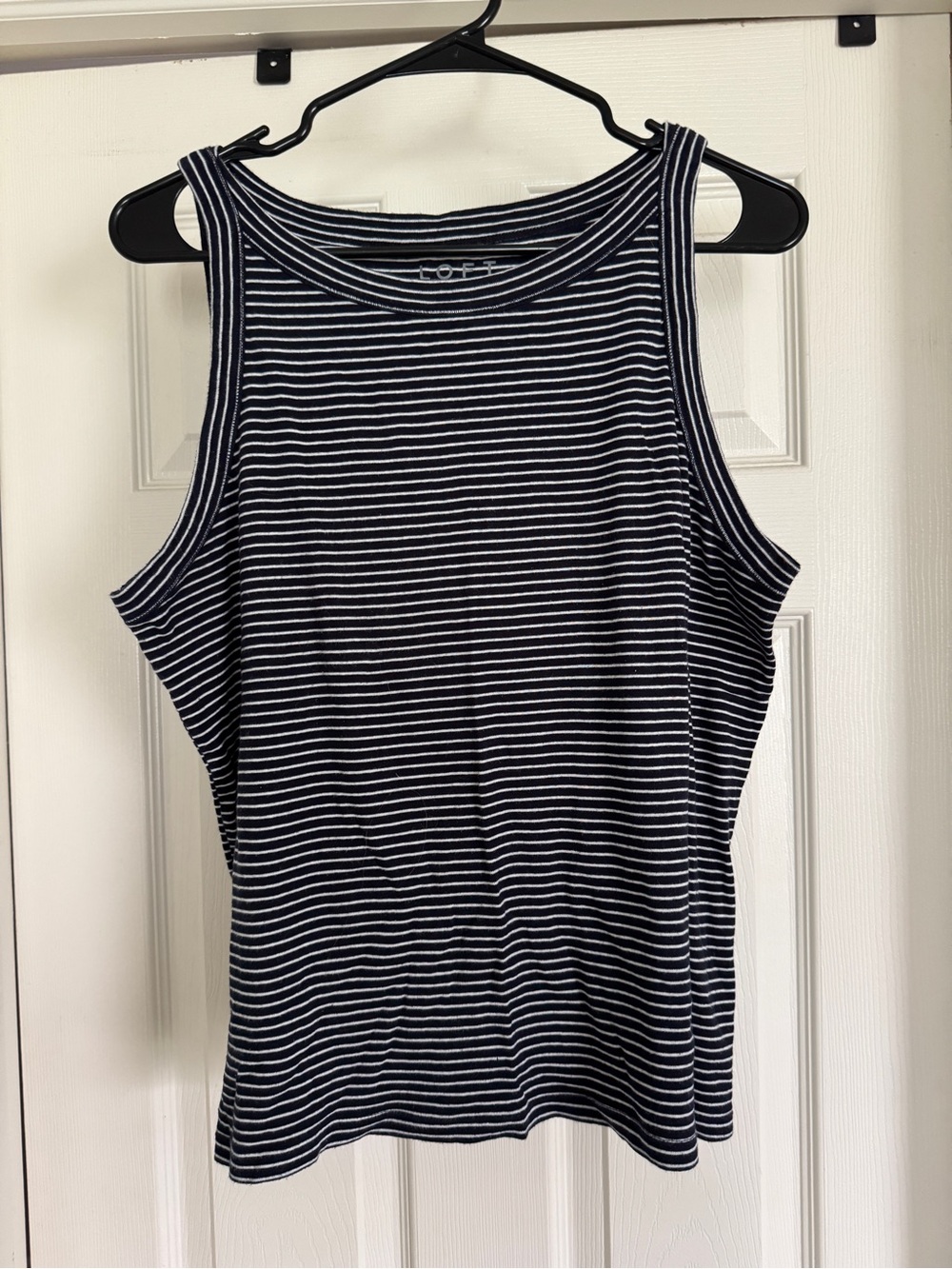 LOFT Navy & White Striped Sleeveless Tank